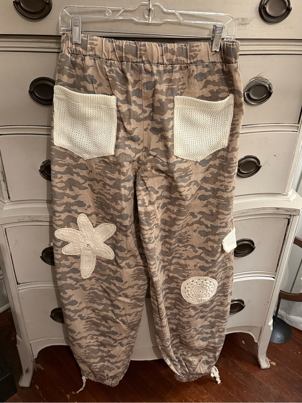 POL Camouflage Calalou Crochet Patchwork Jogger Pants S - Picture 5 of 8